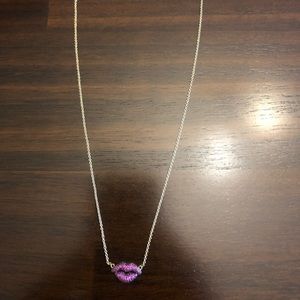 Sophie Harper Lips Necklace Gold & Crystal